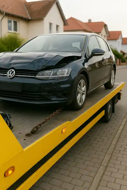 Ein defektes Fahrzeug wird beim Autoankauf in Maintal abgeschleppt.